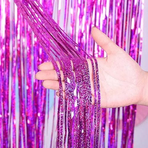 Cortina Metalizada 200x100 cm Holográfica Fucsia