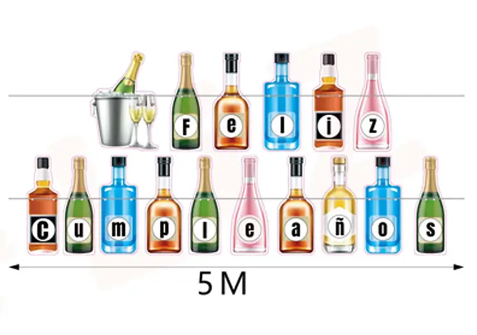 Guirnalda Feliz Cumpleaños Botellas x 1 Uni.