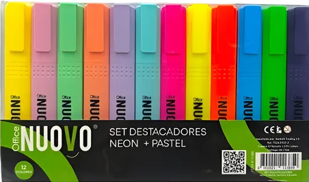 Set Destacadores Neon + Pastel X 12 Uni.