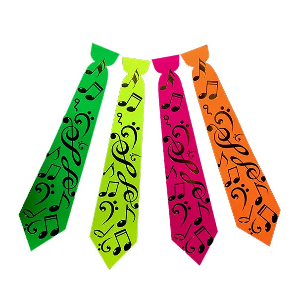 Corbata Cartón Flúor Musica x 6 Uni
