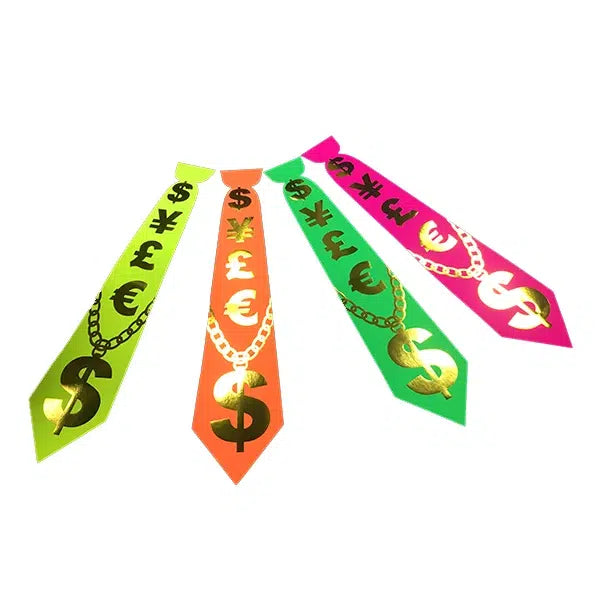 Corbata cartón Flúor Bling x 6 Uni