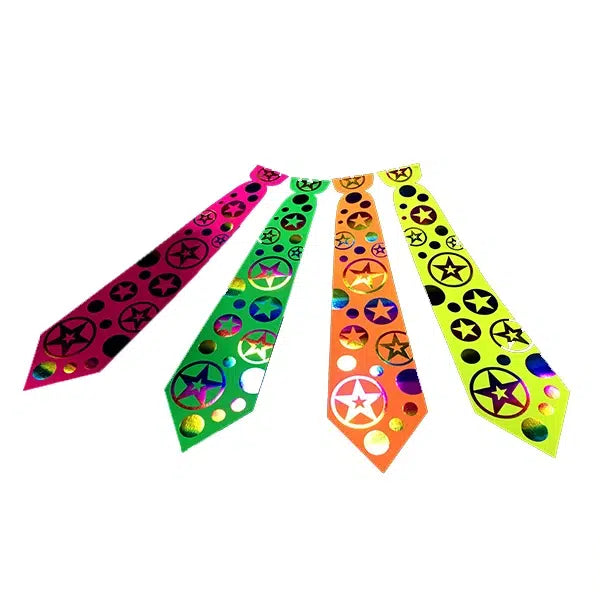 Corbata cartón Flúor Estrella Arcoiris x 6 Uni