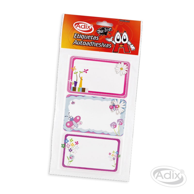 Etiqueta escolar autoadhesiva diseño teens. 12 unidades