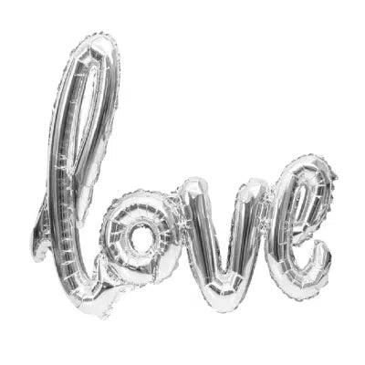 GLOBO LETRA CURSIVA LOVE PLATEADO X 1 UNI