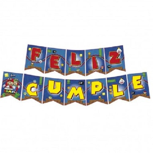 Guirnalda Feliz Cumple Super Mario x 1 Uni.