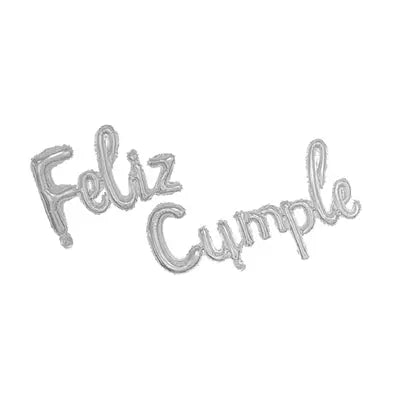 Globo Foil Letra Curv Feliz Cumple Plateado
