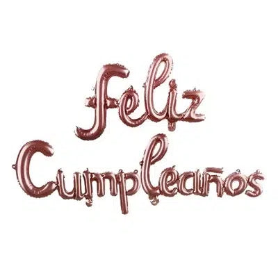 Globo Foil Letra Curv Feliz Cumpleaños Rose Gold