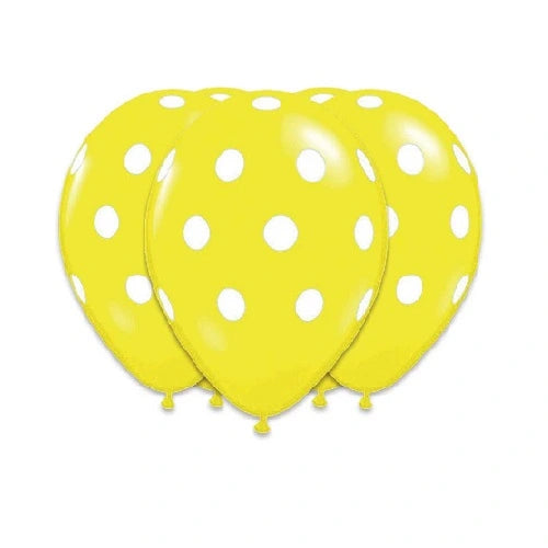 Globo Látex 12" Polka Amarillo x 25 Uni