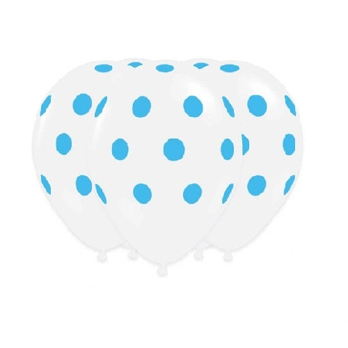 Globo Látex 12" Polka Trans. Celeste x 25 Uni