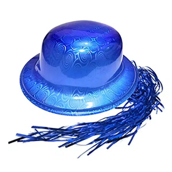 Gorro Chaplin Plástico Brillante Pelo Azul x 1 Unidad