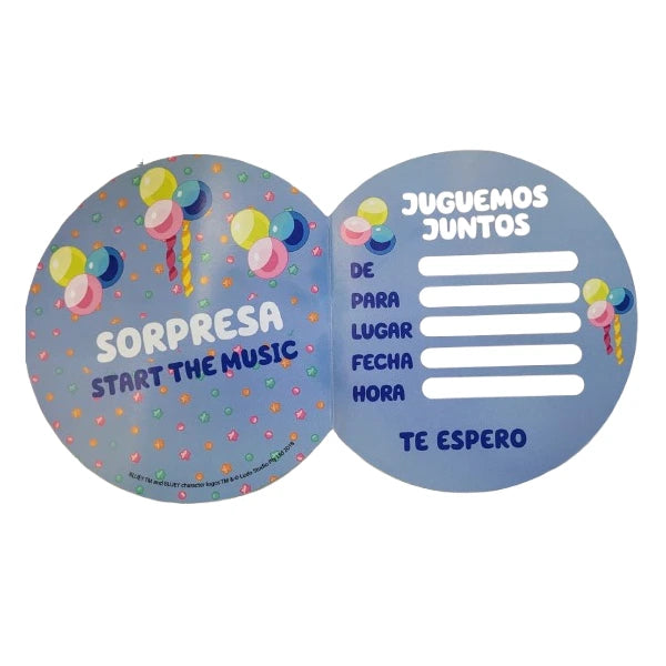 Tarjetas Invitación Cumpleaños Bluey x 6 Uni