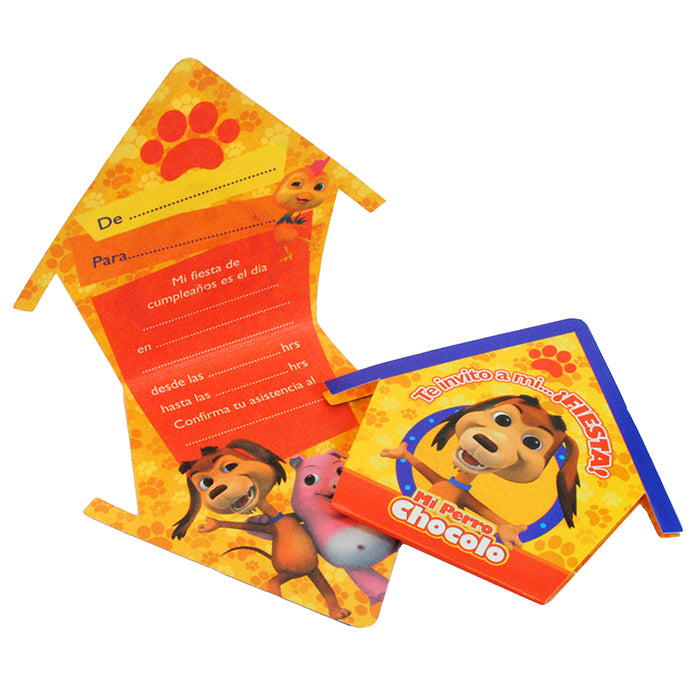 Invitaciones Perro Chocolo x 6u.