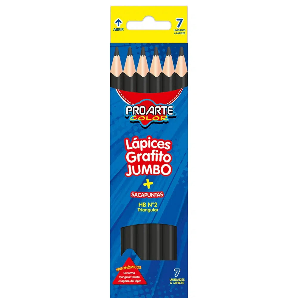 Lapiz Grafito Jumbo Triangular x 6 Uni mas sacapuntas
