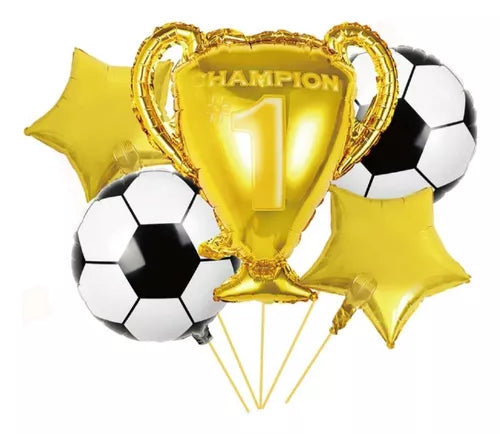 Set 5 Globos Metalizados Copa Futbol x 1 Uni