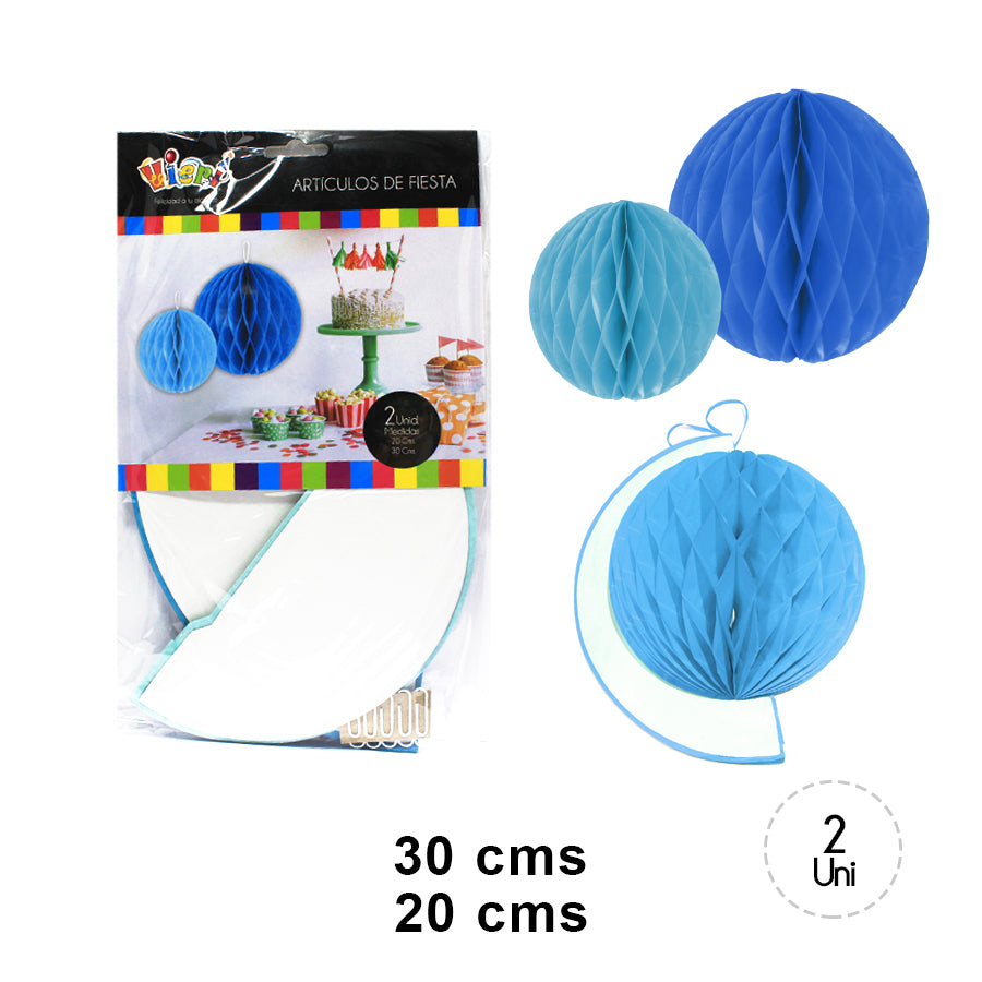 SKU 24538 Set Esferas Papel Deco Azul $2.490