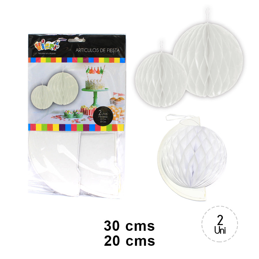 SKU 24539 Set Esferas Papel Deco Blanco $2.490
