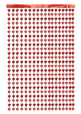 Cortina Metálica Corazones Rojos X 1 Uni