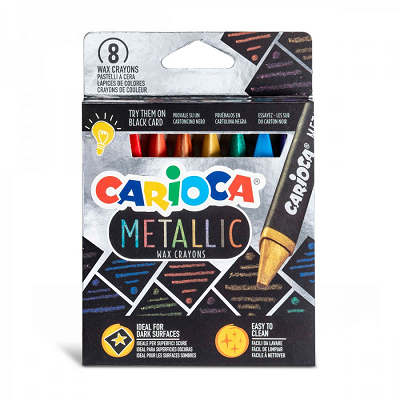 Caja De Lápices Cera Metálicos 8 Col. Carioca