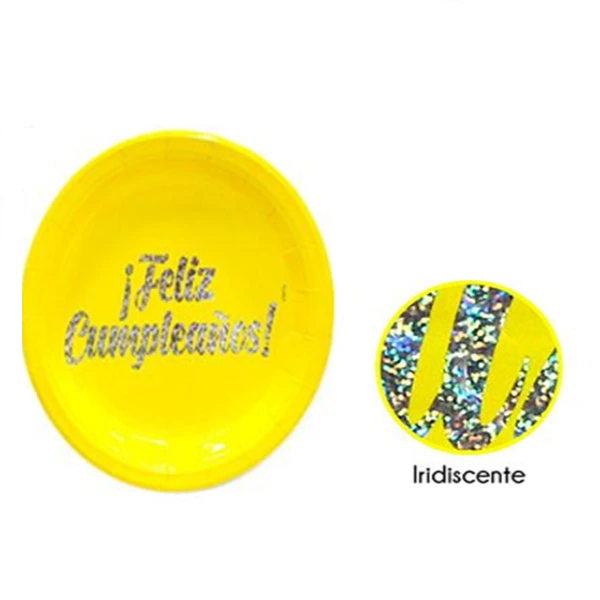 plato carton neon amarillo