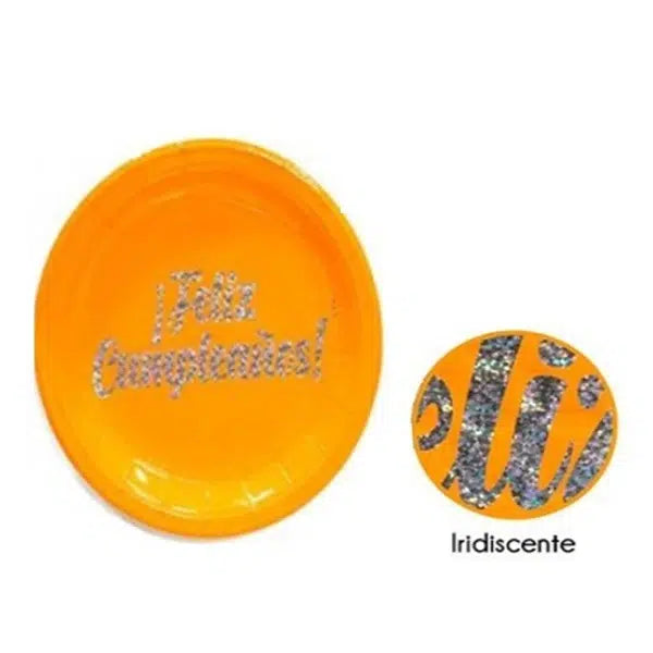 plato carton neon naranja