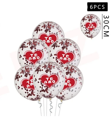 Globo Látex Confetti Te Amo X 6 Uni