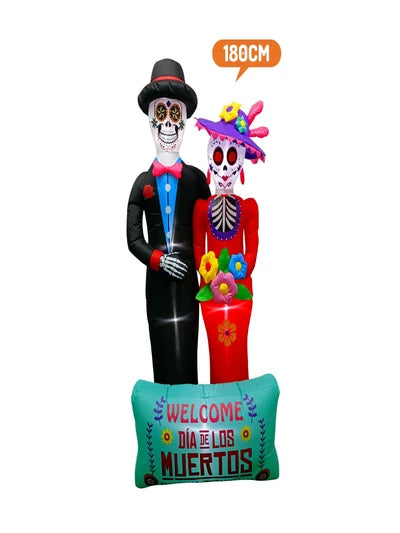 Deco inflable Led Pareja Catrina 180 cm