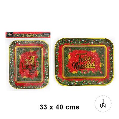 Bandeja Rectangular Navidad x 1 Uni