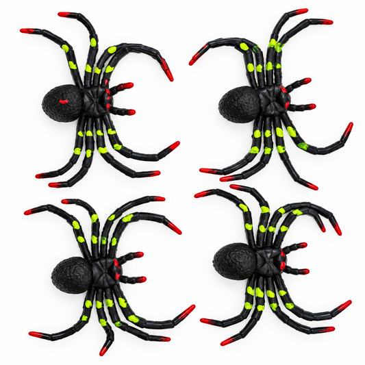Arañas Negras Puntos Verdes y Rojos 9 x 6 cms. x 4 u.