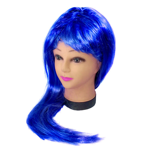Peluca Larga Azul X 1 Uni