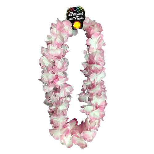 Collar Flor Rosado Blanco x 6 Uni