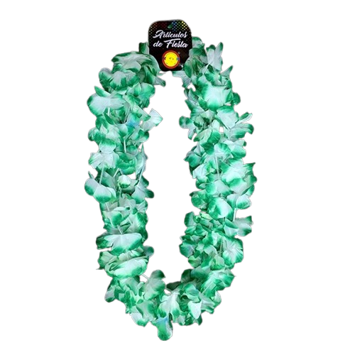 Collar Flor Verde Blanco x 6 Uni