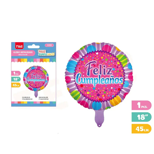 Globo Foil 18" Feliz Cumpleaños x 1 Uni.