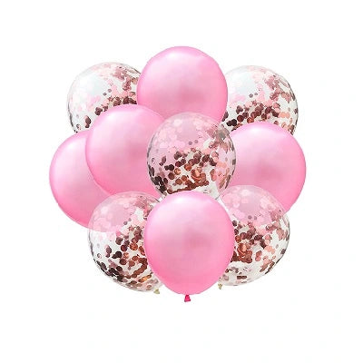 Set 10 Globos Látex Confetti Rosado