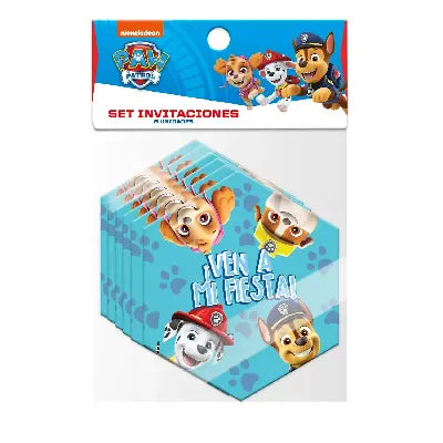 Tarjetas Invitaciones Paw Patrol x  6 Uni