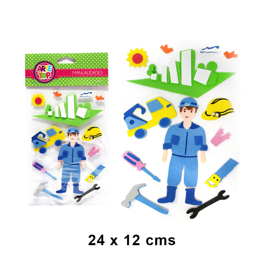 Sticker Trabajos Eva Constructor Arte Top – Fiestoka