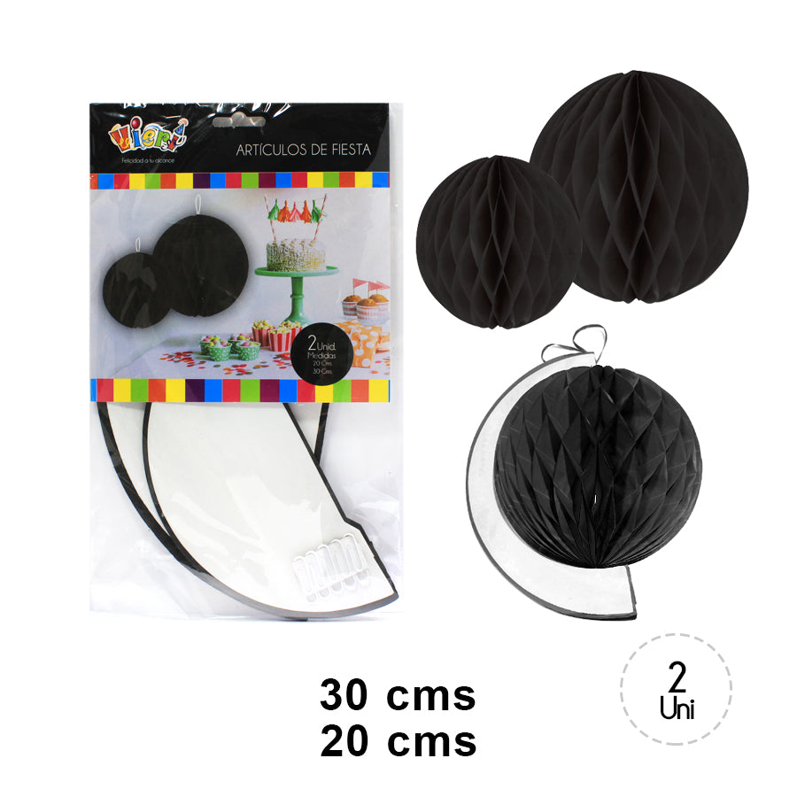 SKU 24542 Set Esferas Papel Deco Negro $2.490