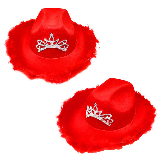Sombrero De Vaquero Rojo Con Corona