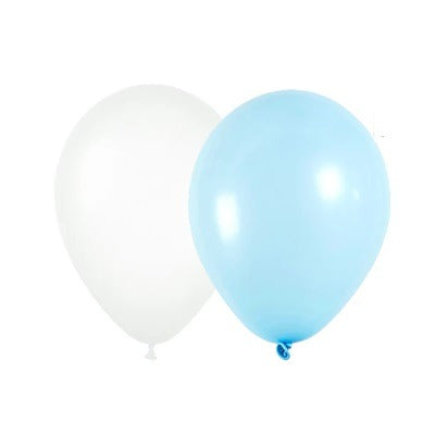 Globos Látex 9" Liso Blanco Celeste x 25 Uni