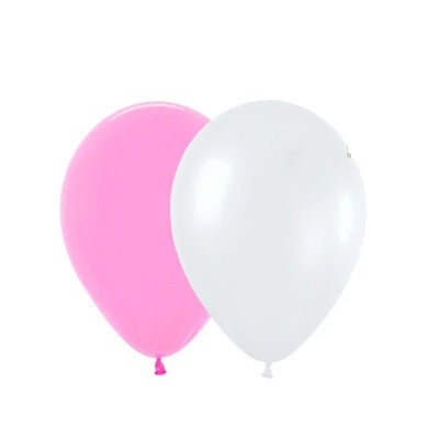 Globos Látex 9" Liso Blanco Rosado x 25 Uni