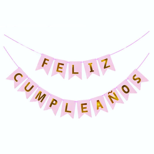 Guirnalda Feliz Cumpleaños Rosado