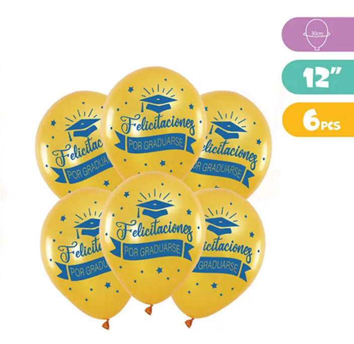 Globo Felicitaciones Por Graduarse 6 Pcs 12"