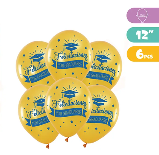 Globo Felicitaciones Por Graduarse 6 Pcs 12"