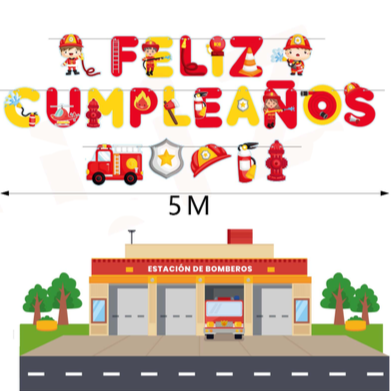 Guirnalda Feliz Cumpleaños De Bomberos 22 pcs