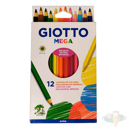 Lápiz Mega 12 Colores Giotto