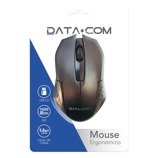Mouse C/Cable 3D Óptico USB Negro